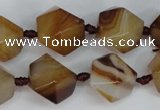 CAG1357 15.5 inches 16*18mm faceted nuggets line agate gemstone beads