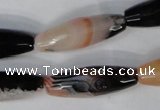 CAG1360 15.5 inches 10*30mm faceted rice line agate gemstone beads