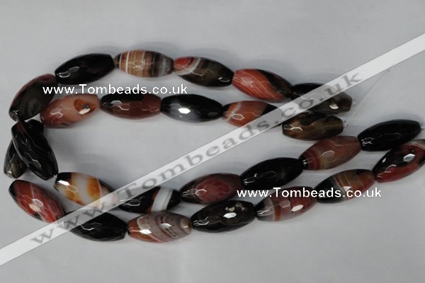 CAG1363 15.5 inches 15*30mm faceted rice line agate gemstone beads