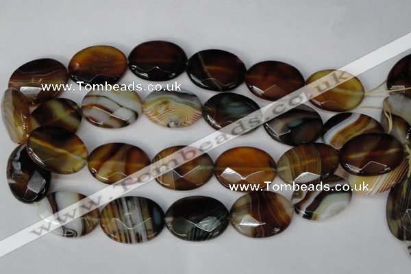 CAG1368 15.5 inches 22*30mm faceted oval line agate gemstone beads