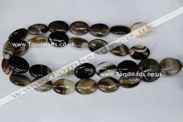 CAG1375 15.5 inches 18*25mm oval line agate gemstone beads