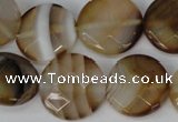 CAG1378 15.5 inches 20mm faceted coin line agate gemstone beads