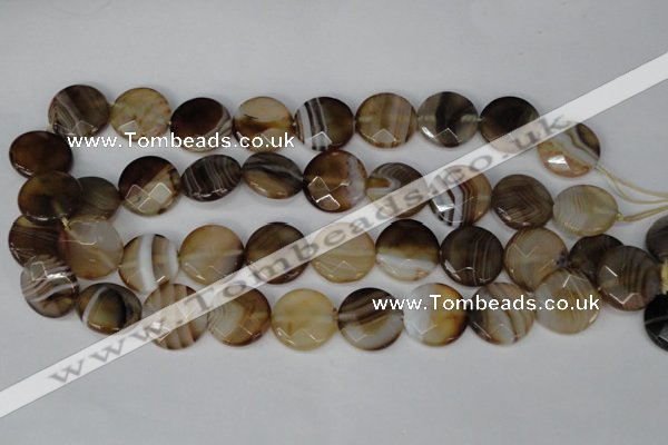 CAG1378 15.5 inches 20mm faceted coin line agate gemstone beads