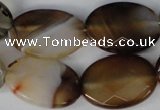 CAG1385 15.5 inches 18*25mm faceted oval line agate gemstone beads