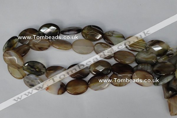 CAG1385 15.5 inches 18*25mm faceted oval line agate gemstone beads