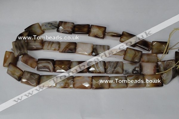 CAG1390 15.5 inches 15*20mm faceted rectangle line agate gemstone beads