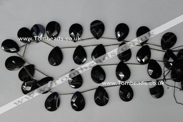 CAG1400 Top-drilled 18*25mm faceted teardrop line agate gemstone beads