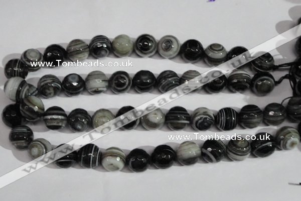 CAG1407 15.5 inches 16mm faceted round line agate gemstone beads