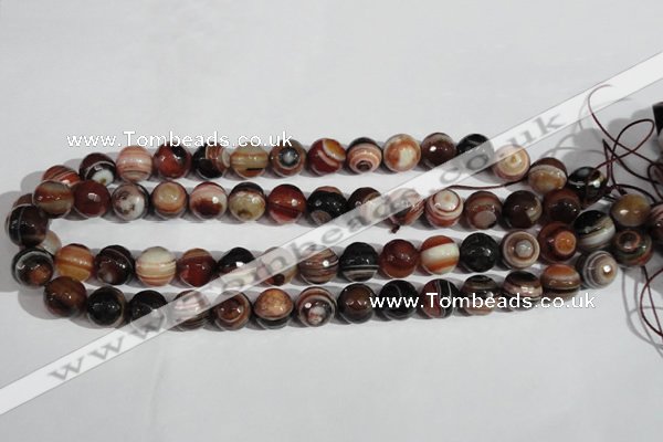 CAG1415 15.5 inches 12mm faceted round line agate gemstone beads