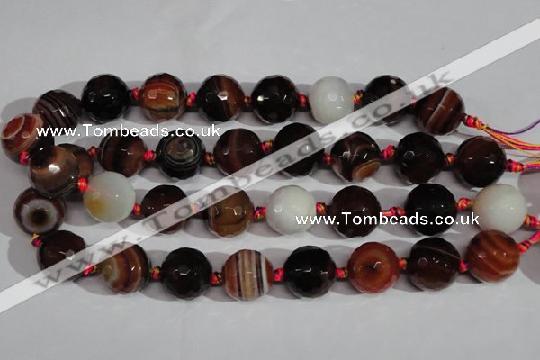 CAG1418 15.5 inches 20mm faceted round line agate gemstone beads