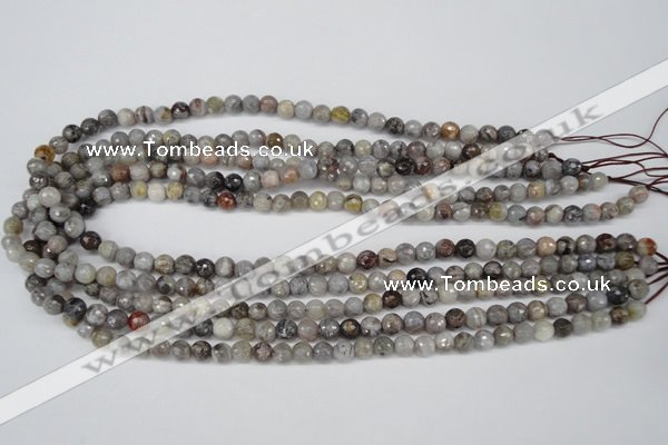 CAG1421 15.5 inches 6mm faceted round silver needle agate beads