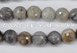 CAG1423 15.5 inches 10mm faceted round silver needle agate beads