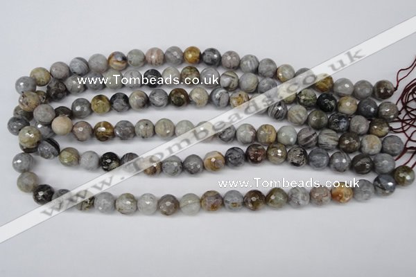 CAG1423 15.5 inches 10mm faceted round silver needle agate beads