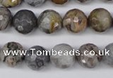 CAG1424 15.5 inches 12mm faceted round silver needle agate beads