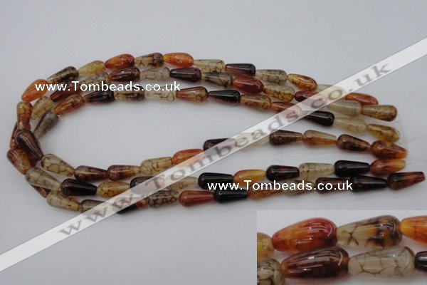 CAG1446 15.5 inches 8*16mm teardrop dragon veins agate beads