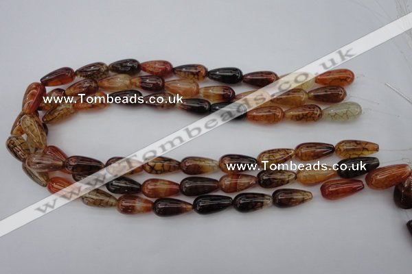 CAG1448 15.5 inches 10*20mm teardrop dragon veins agate beads