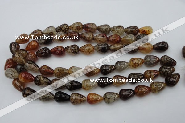 CAG1449 15.5 inches 13*18mm teardrop dragon veins agate beads