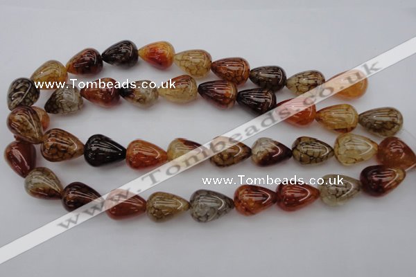CAG1450 15.5 inches 15*20mm teardrop dragon veins agate beads