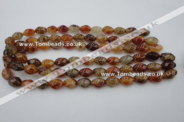 CAG1455 15.5 inches 10*15mm twisted rice dragon veins agate beads