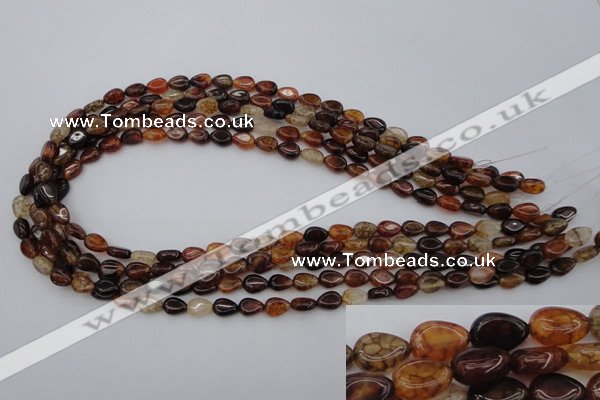 CAG1469 15.5 inches 6*8mm flat teardrop dragon veins agate beads