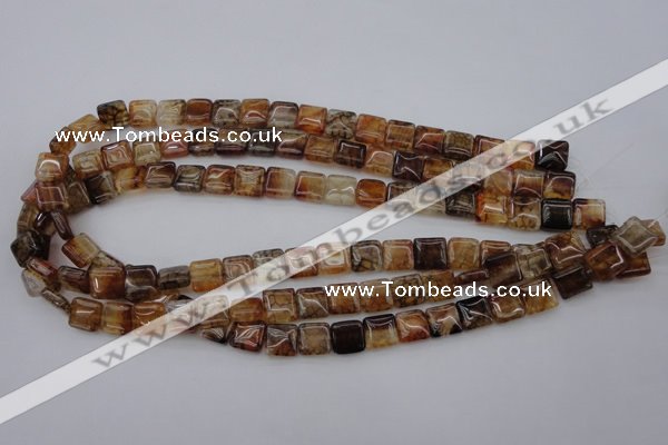 CAG1471 15.5 inches 10*10mm square dragon veins agate beads