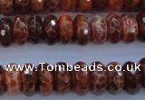 CAG1492 15.5 inches 6*12mm faceted rondelle natural fire agate beads