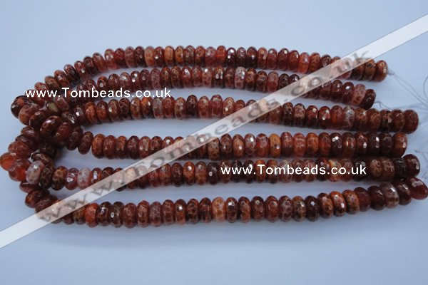 CAG1492 15.5 inches 6*12mm faceted rondelle natural fire agate beads