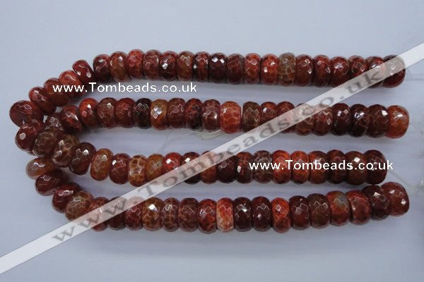CAG1494 15.5 inches 9*18mm faceted rondelle natural fire agate beads