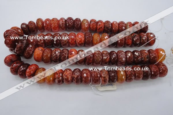 CAG1495 15.5 inches 10*20mm faceted rondelle natural fire agate beads