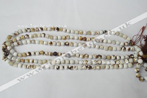 CAG1500 15.5 inches 6mm faceted round fire crackle agate beads
