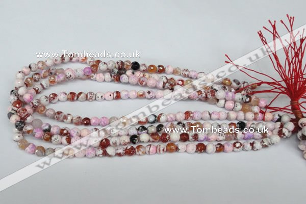 CAG1502 15.5 inches 6mm faceted round fire crackle agate beads