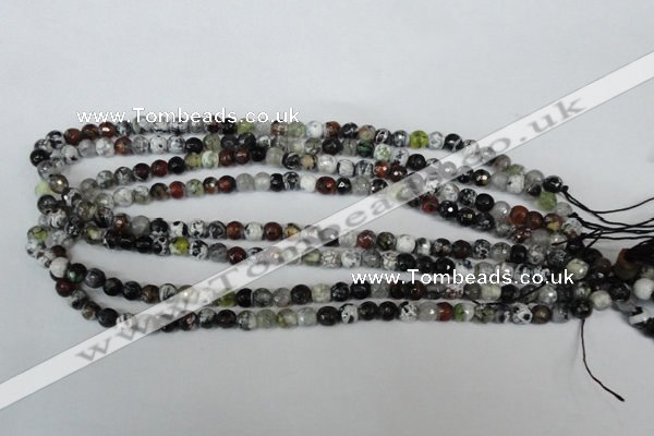 CAG1503 15.5 inches 6mm faceted round fire crackle agate beads