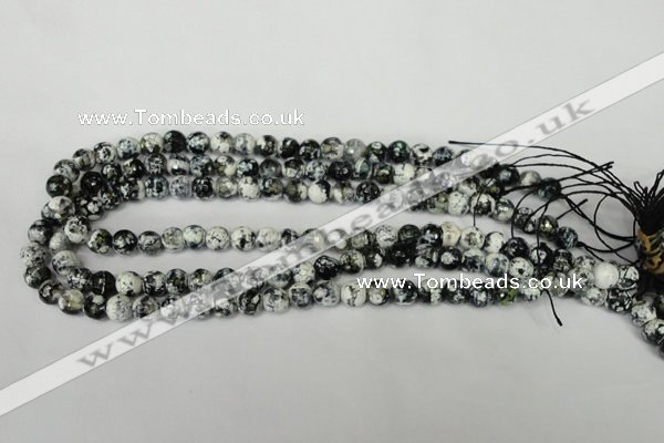 CAG1507 15.5 inches 8mm faceted round fire crackle agate beads