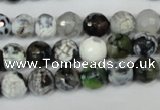 CAG1508 15.5 inches 8mm faceted round fire crackle agate beads