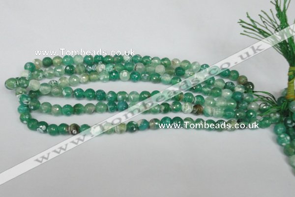 CAG1509 15.5 inches 8mm faceted round fire crackle agate beads