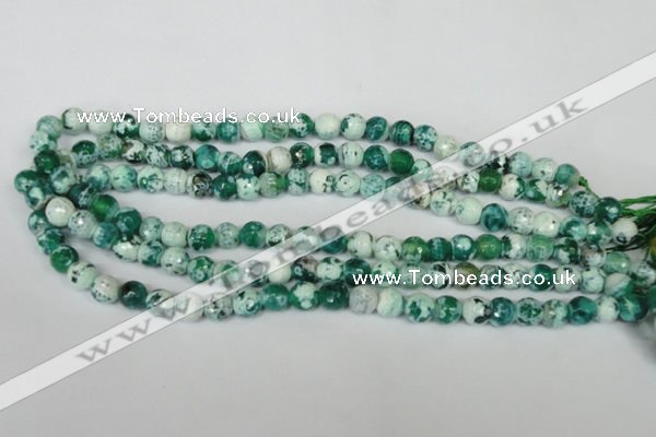 CAG1510 15.5 inches 8mm faceted round fire crackle agate beads