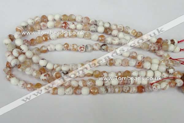 CAG1511 15.5 inches 8mm faceted round fire crackle agate beads