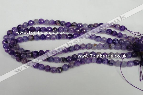 CAG1512 15.5 inches 8mm faceted round fire crackle agate beads