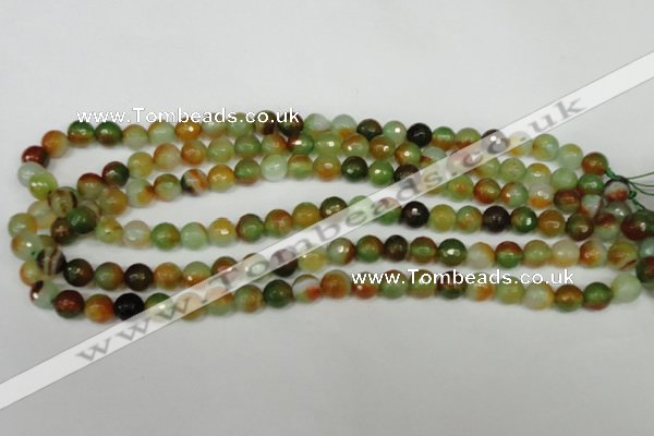 CAG1513 15.5 inches 8mm faceted round fire crackle agate beads