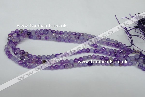 CAG1514 15.5 inches 8mm faceted round fire crackle agate beads