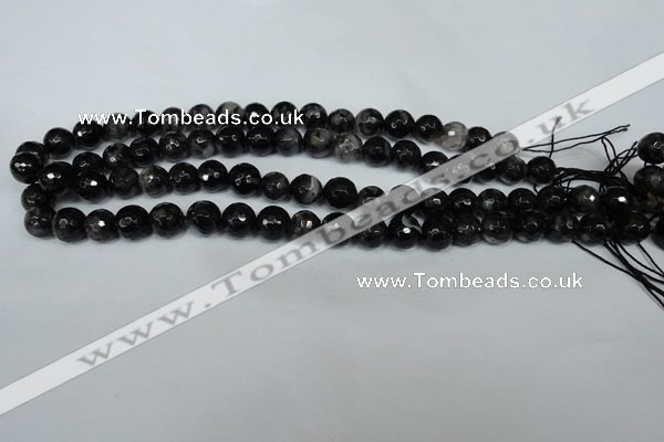 CAG1524 15.5 inches 10mm faceted round fire crackle agate beads