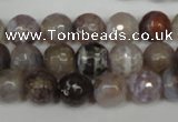 CAG1526 15.5 inches 10mm faceted round fire crackle agate beads