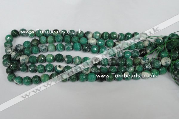 CAG1527 15.5 inches 10mm faceted round fire crackle agate beads