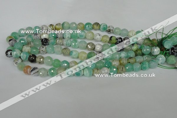 CAG1528 15.5 inches 10mm faceted round fire crackle agate beads