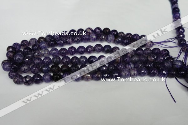 CAG1529 15.5 inches 10mm faceted round fire crackle agate beads