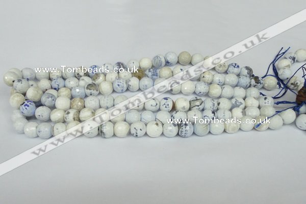 CAG1530 15.5 inches 10mm faceted round fire crackle agate beads