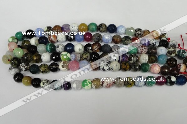 CAG1531 15.5 inches 10mm faceted round fire crackle agate beads