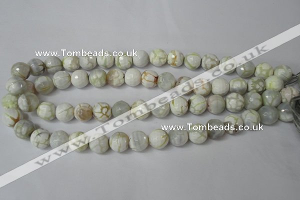 CAG1534 15.5 inches 12mm faceted round fire crackle agate beads