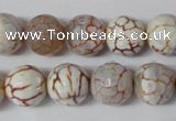 CAG1535 15.5 inches 12mm faceted round fire crackle agate beads