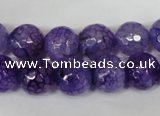 CAG1537 15.5 inches 12mm faceted round fire crackle agate beads